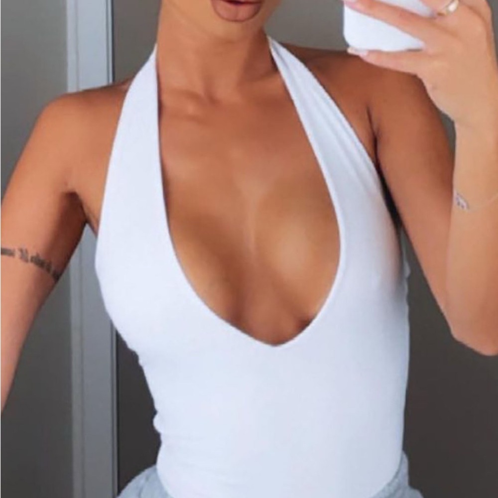 🤍 White Bodysuit Top Sz Small